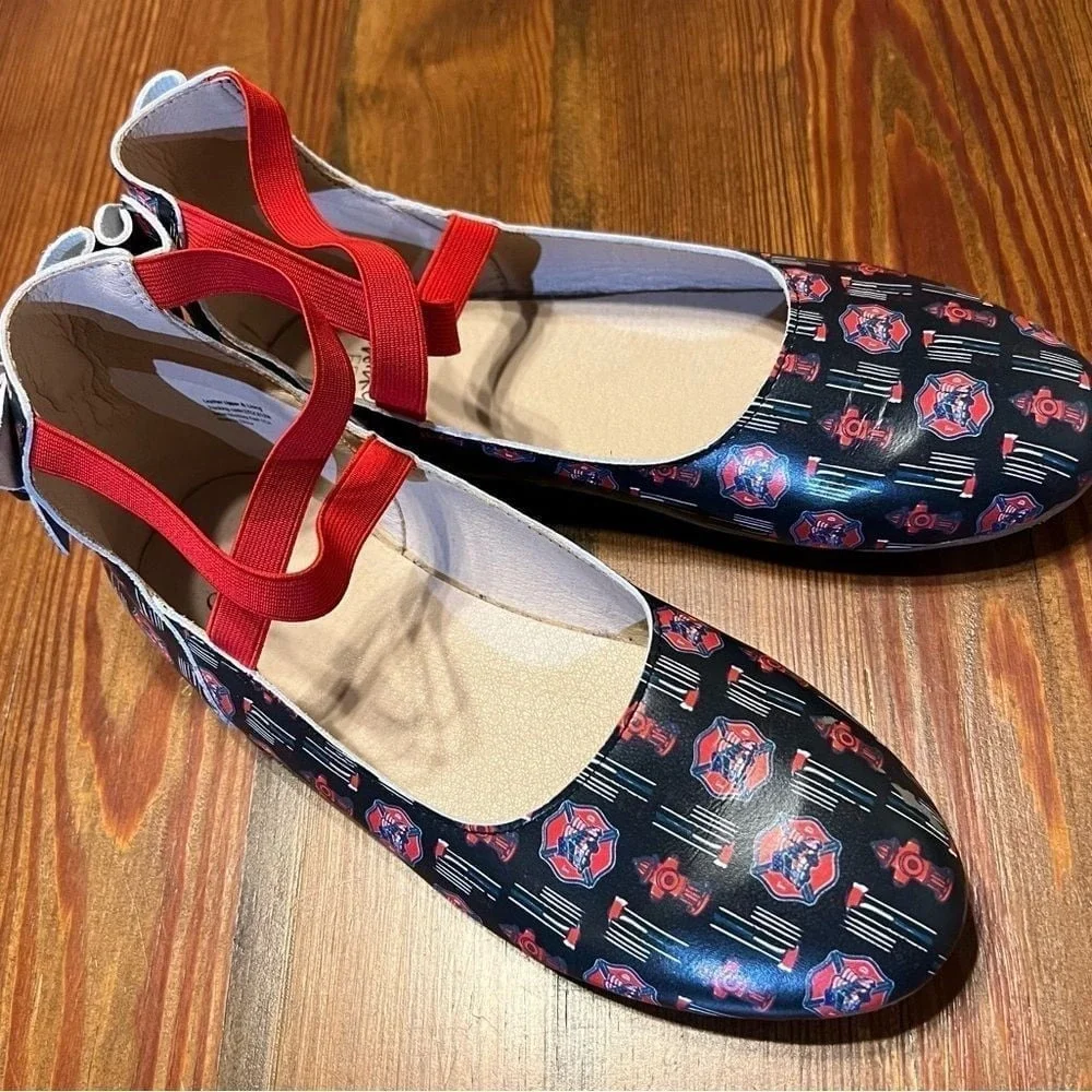 Monkey Feet Women's Red Firefighter‎ Ballet Flats Size 41/10